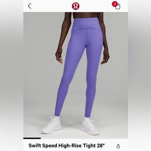 Swift Speed High Rose Tight 28” lululemon size 8 charred indigo